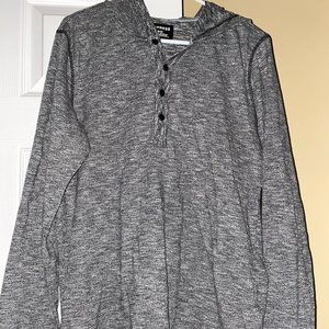 Men's long sleeve grey/black 1/4 button Express casual shirt